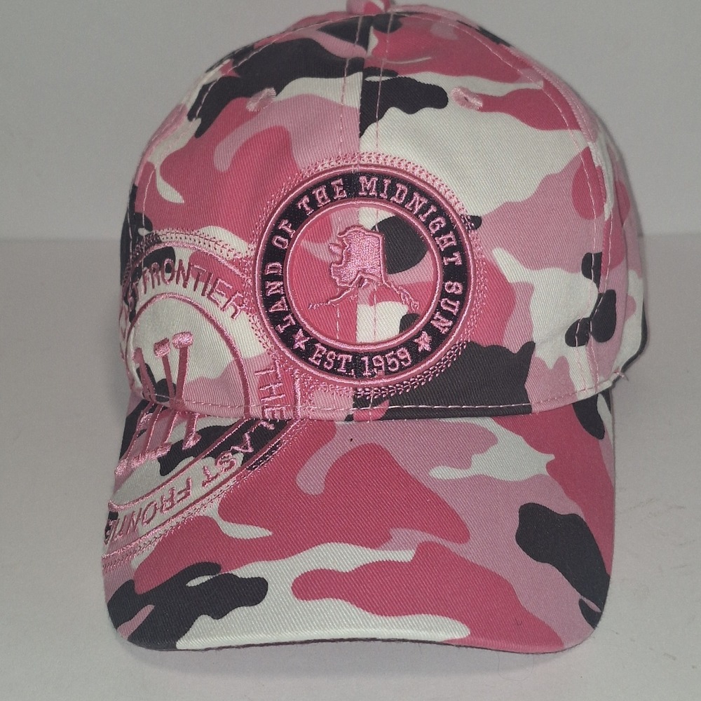 Robin Ruth Alaska Pink Camo Hat Land of the Midnight Sun Last Frontier Cap